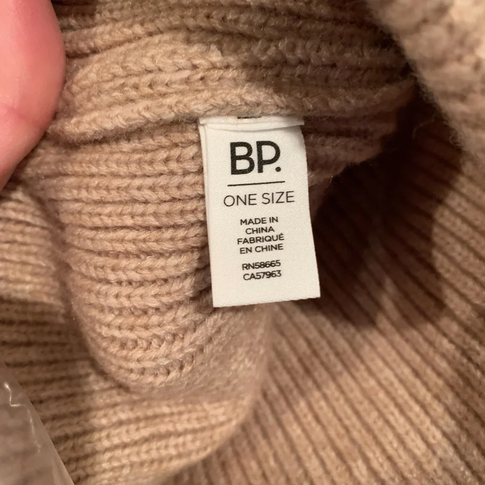 BP Embellished Knit Beanie with Faux Fur Pom Pom in Oatmeal One Size NWT
